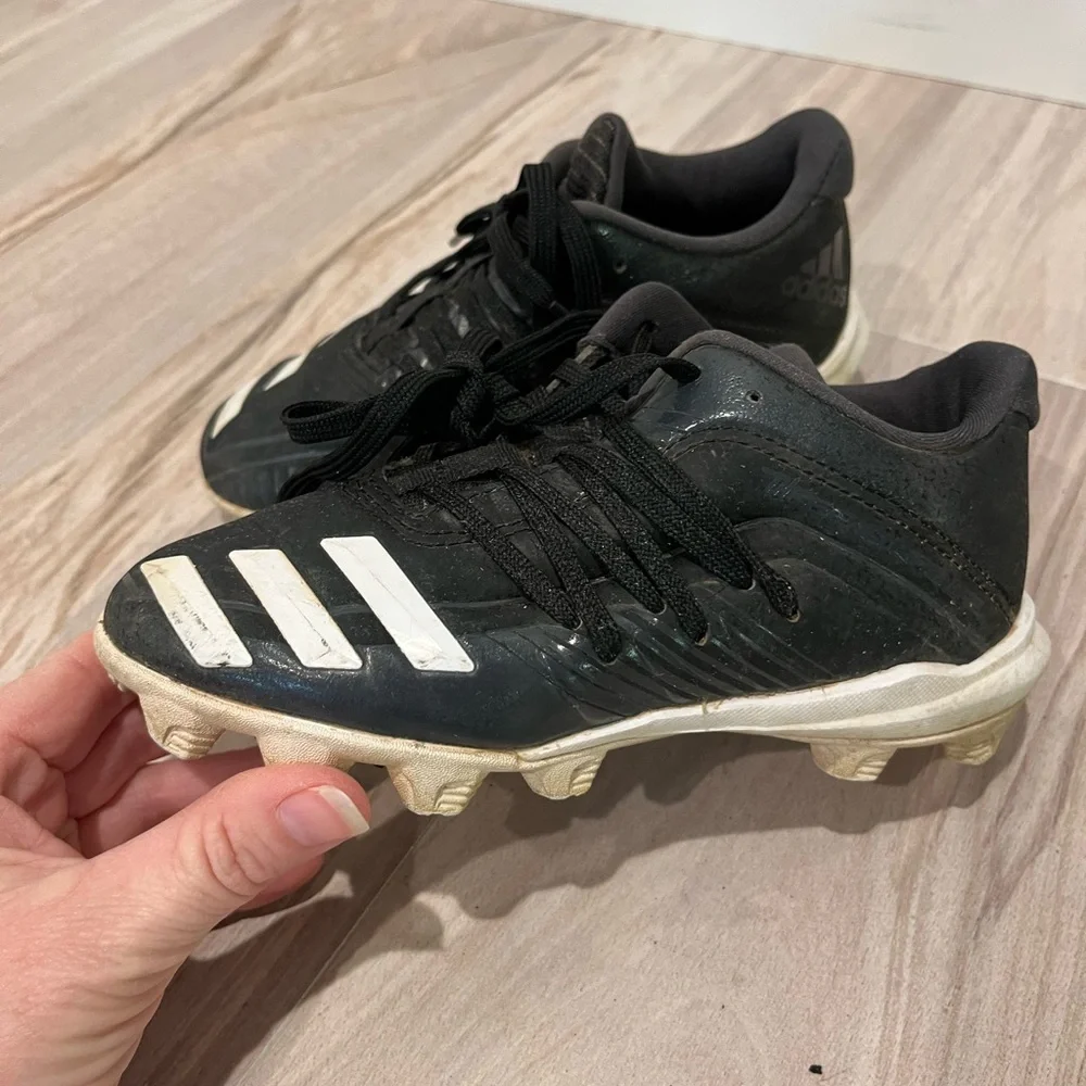 Adidas Afterburner Kids Black and White Cleats Size 12 - Picture 2 of 12